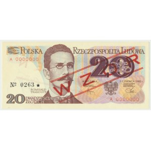 20 złotych 1982 - WZÓR A 0000000 No.0263 -