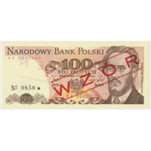 100 złotych 1976 - WZÓR AK 0000000 No.0850 -