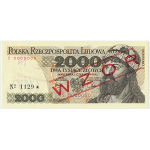 2.000 złotych 1979 - WZÓR S 0000000 No. 1129 -