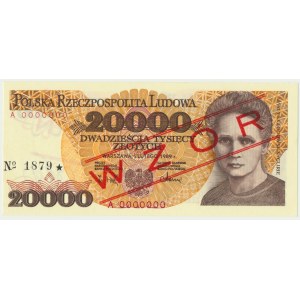 20.000 złotych 1989 - WZÓR A 0000000 No.1879 -