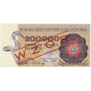 200.000 złotych 1989 - WZÓR A 0000000 No.0328 -