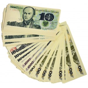 Zestaw banknotów PRL 10 - 10.000 złotych (ok. 110 szt.)