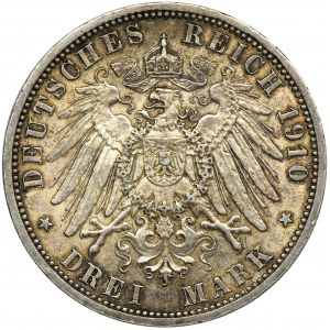 Germany, Prussia Kingdom, Wilhelm II, 3 mark Berlin 1910 A