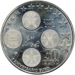 Hiszpania, Jan Karol I, 30 Euro 2012 - 10 rocznica Euro