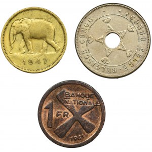 Zestaw, Mix monet z belgijskiego kongo (3 szt.)