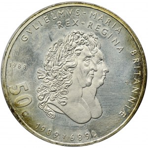 Niderlandy, Królestwo Niderlandów, Beatrix, 50 Guldenów 1988 - Wilhelm III i Królowa Maria