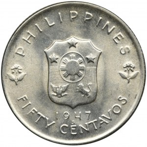 Filipiny, Republika od 1946, 50 Centavos San Francisco 1947 S - Generał Douglas MacArthur