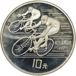 Chiny, 10 Yuan 1990 - Olimpiada Barcelona 1992 - kolarstwo