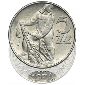 5 złotych 1974 Rybak - płaska data