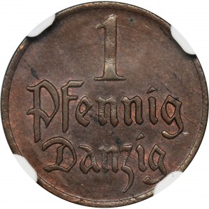 Wolne Miasto Gdańsk, 1 fenig 1923 - NGC MS64 BN