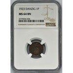 Wolne Miasto Gdańsk, 1 fenig 1923 - NGC MS64 BN