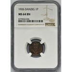 Free city of Danzig, 1 pfennig 1926 - NGC MS64 BN