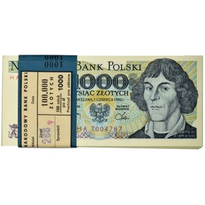 Paczka bankowa 1.000 złotych 1982 - HA - (100 szt.)