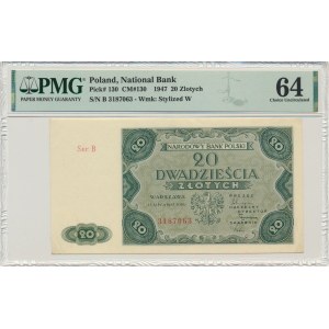 20 złotych 1947 - B - PMG 64