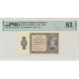 1 złoty 1938 - IL - PMG 63