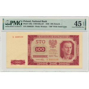 100 złotych 1948 - S - PMG 45 EPQ - RZADKI i ŁADNY