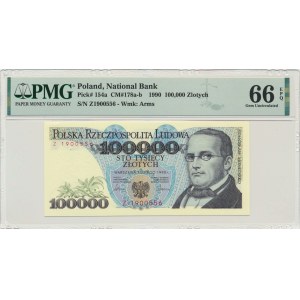 100.000 złotych 1990 - Z - PMG 66 EPQ - rzadka
