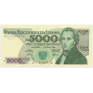 5.000 złotych 1986 - AY - pierwsza seria rocznika