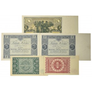 Zestaw, mix banknotów polskich 1929-1946 (5 szt.) - solidne stany