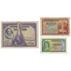 Hiszpania, zestaw 5-100 peset 1928-1935 (3 szt.)