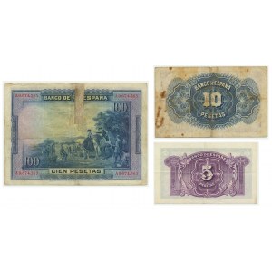 Hiszpania, zestaw 5-100 peset 1928-1935 (3 szt.)
