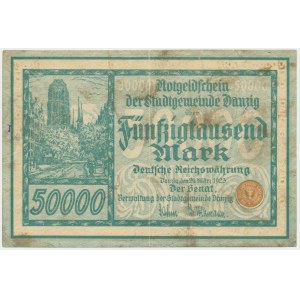 Gdańsk, 50.000 marek 1923 - num. 5 cyfr z ❊ -