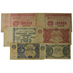 Rosja, ZSRR, zestaw 3 - 100.000 rubli 1917-22 (6 szt.)