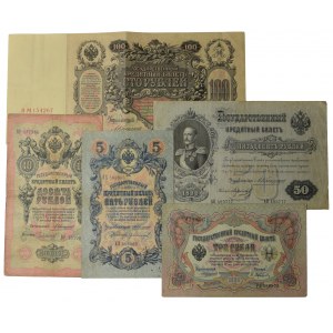 Rosja, zestaw 3 - 100 rubli 1889-1910 (5 szt.) z podpisem Konshin