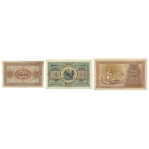 Armenia, zestaw 50 - 100 -250 rubli (3 szt.)