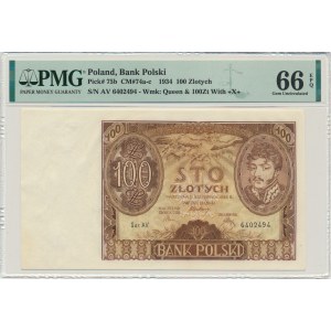 100 złotych 1934 - Ser.AV. znw. +X+ - PMG 66 EPQ