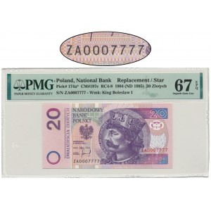 20 złotych 1994 - ZA 0007777 - PMG 67 EPQ - seria zastępcza