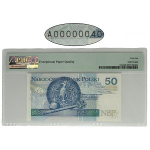 50 złotych 2012 - A0 00000040 - PMG 66 EPQ - niski numer seryjny