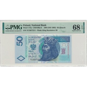 50 złotych 1994 - YC - PMG 68 EPQ - seria zastępcza