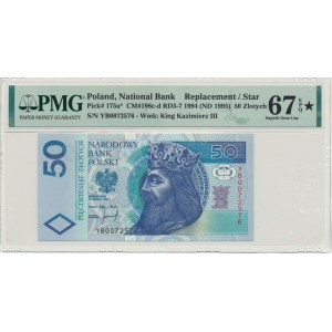 50 złotych 1994 - YB - PMG 67 EPQ ★ - seria zastępcza