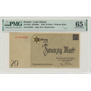 20 mark 1940 no. 1 without watermark - PMG 65 EPQ