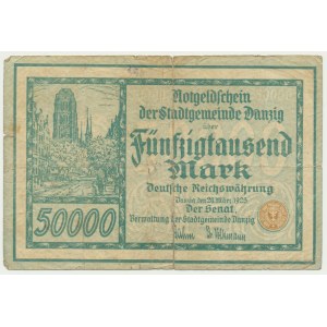 Danzig 50.000 mark 1923 no. 5 digits with ❊ -