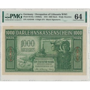 Kowno, 1.000 mark 1918 - A - 6 digit serial - PMG 64