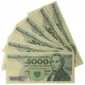 Zestaw serii, 5.000 złotych 1988 (6 szt.)