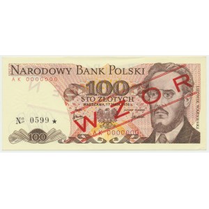 100 złotych 1976 - WZÓR AK 0000000 No.0599 -