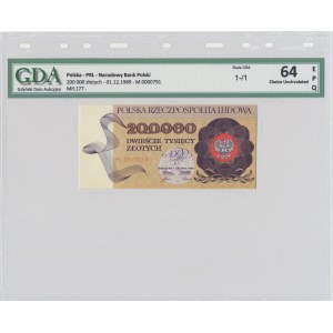 200.000 złotych 1989 - M - GDA 64 EPQ