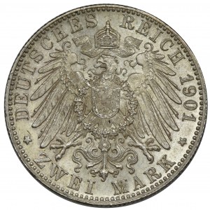 Niemcy, Wirtembergia, Wilhelm II, 2 Marki Stuttgart 1901 F