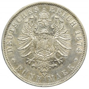 Niemcy, Wirtembergia, Karol, 5 Marek Stuttgart 1874 F