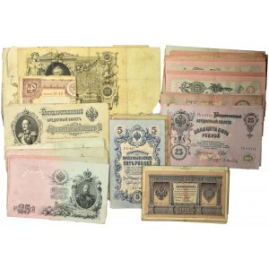 Rosja, zestaw banknotów carskich (74 szt.)