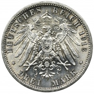 Germany, Prussia, William II, 3 mark Berlin 1913 A