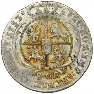 Augustus III of Poland, 8 Groschen Leipzig 1753 - UNLISTED, with star