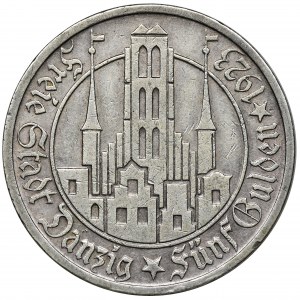 Wolne Miasto Gdańsk, 5 guldenów 1923 Kościół