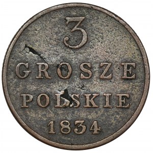 Królestwo Polskie, 3 grosze polskie Warszawa 1834 IP