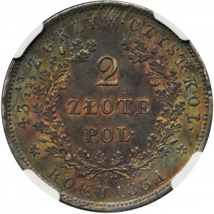 Powstanie Listopadowe, 2 złote Warszawa 1831 KG - NGC AU58