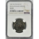 November Uprising, 2 zloty Warsaw 1831 KG - NGC AU58