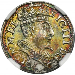 Zygmunt III Waza, Trojak Olkusz 1595 - NGC AU58 - NIENOTOWANY